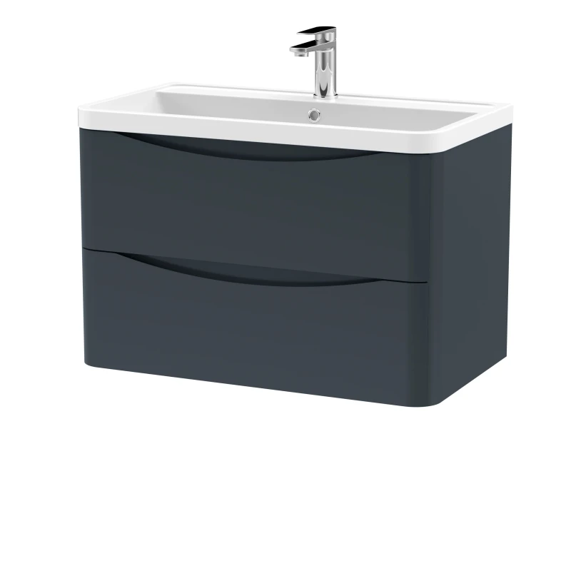 Image of Balterley Wall Hung 2 Drawer Vanity Basin Unit Polymarble Basin Soft Black 800mm Black