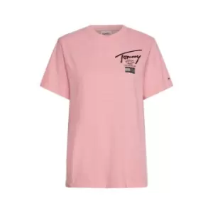 Image of Tommy Jeans Relaxed Modern Signature Tee - Pink