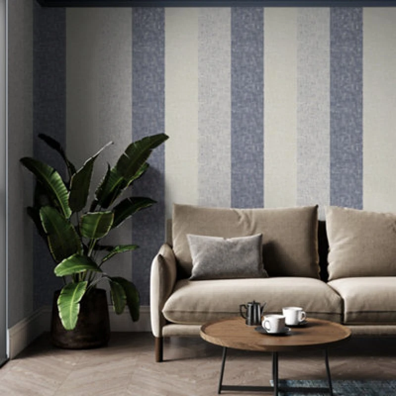Image of Superfresco Meadow Stripe Navy / Rose Gold Striped Wallpaper