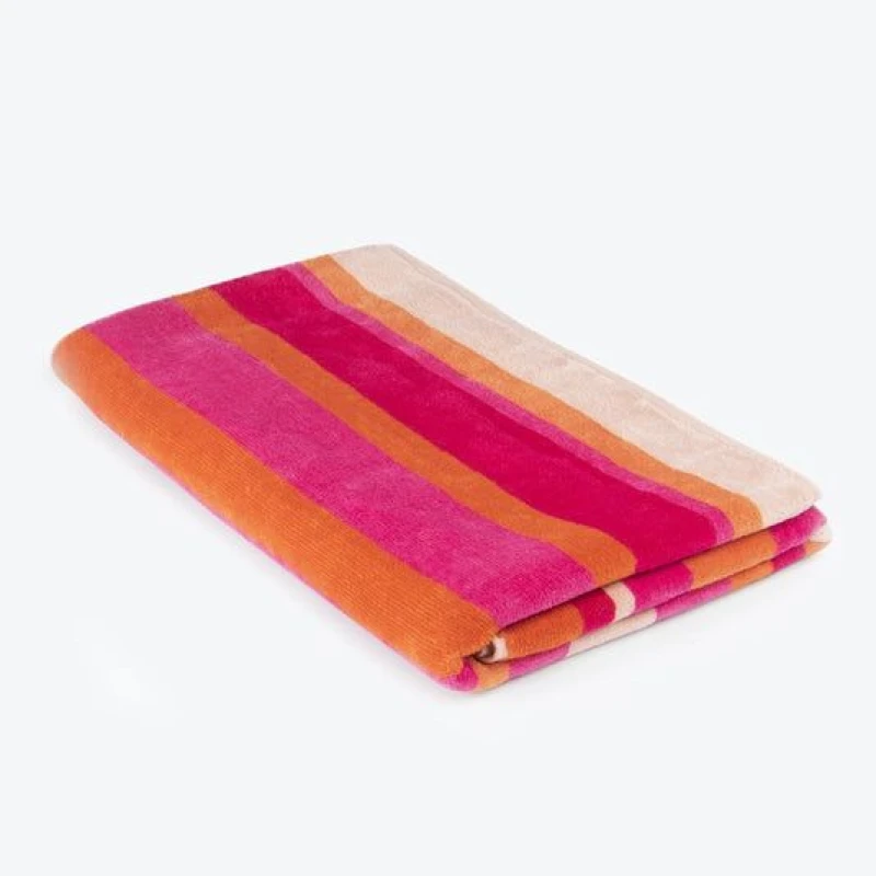 Image of Allure Bath Fashions Velour Stripe Beach Towel - Pink