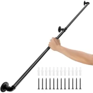 Image of VEVOR Pipe Stair Handrail, 5FT Staircase Handrail, 440LBS Load Capacity Carbon Steel Pipe Handrail, Industrial Pipe Handrail with Wall Mount Support,