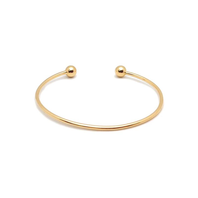 Image of Jewelco London 9ct Gold 1.5mm Wire Bead Ball Torque Baby Bangle Bracelet, 5mm - JKB100 Gold