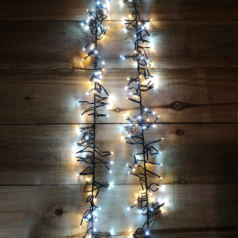 Image of 37.5m 3000 LED Christmas Cluster Multi-Action String Lights with Timer in White & Warm White