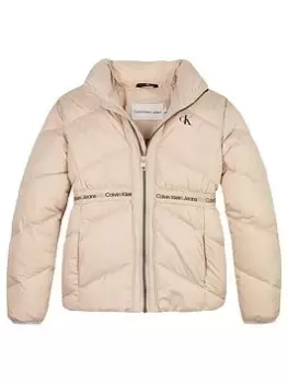 Image of Calvin Klein Jeans Girls Logo Tape Light Jacket - Pale Rose, Pale Rose, Size 14 Years, Women