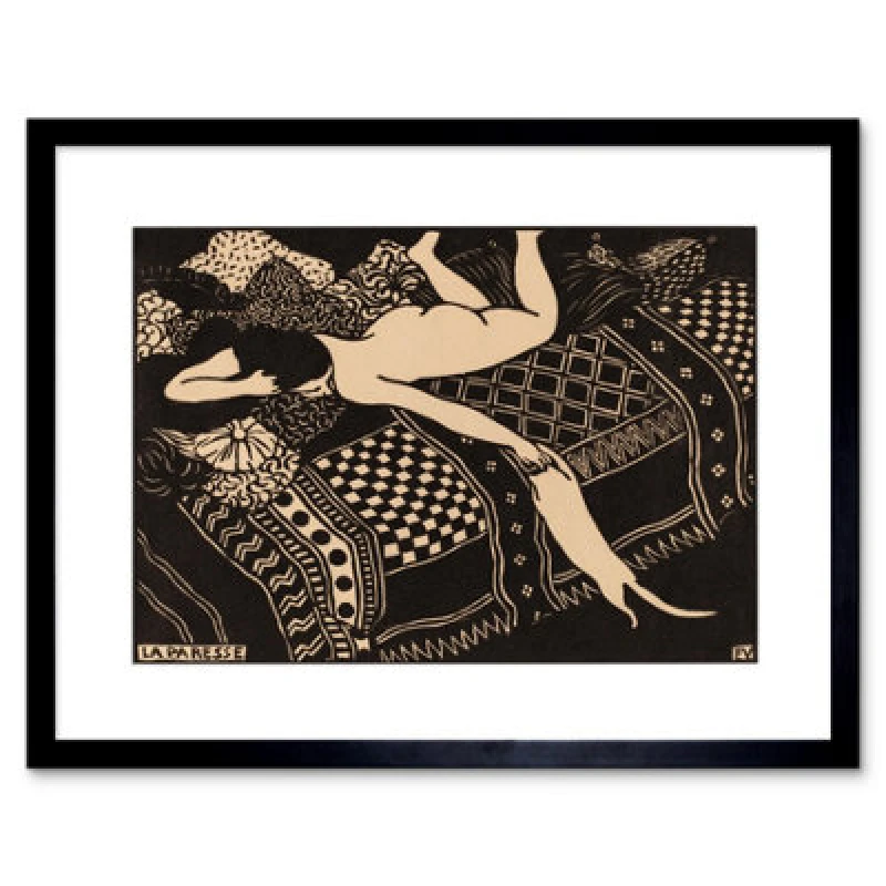 Image of Artery8 Felix Vallotton Swiss La Paresse Laziness 12X16" Framed Wall Art Print