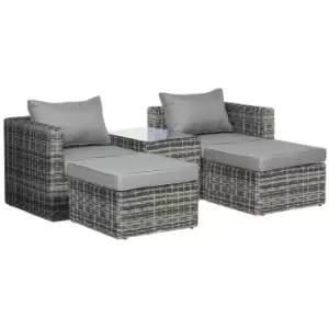 Image of Outsunny 5pc Rattan Garden Furniture Set - Mixed Grey