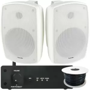 Image of Outdoor WiFi Speaker Kit 2x 140W White IP44 Stereo Amplifier Garden BBQ Party