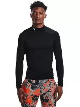Image of Under Armour Mens Training Cold Gear Armour Comp Mock L/S T-Shirt, Black/White Size M Men