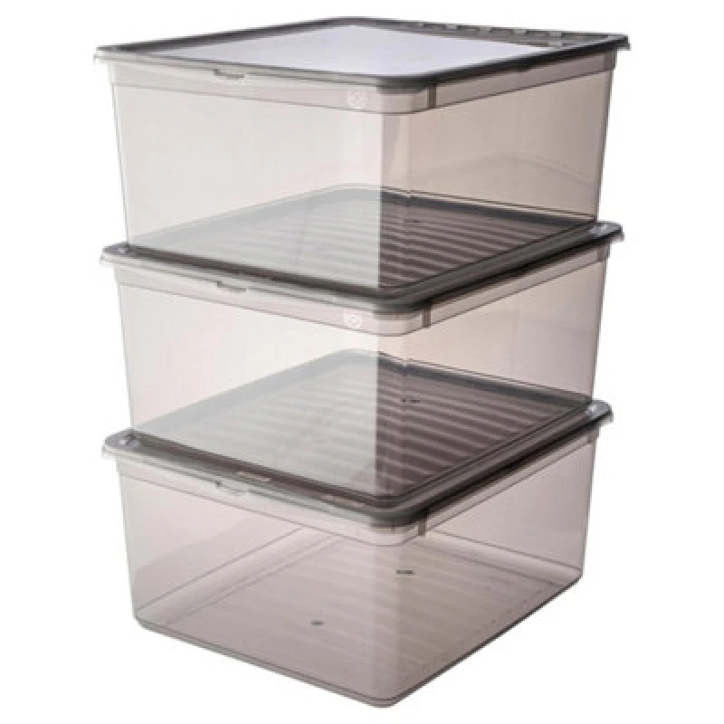 Image of Keeeper Set Of 3 Storage Boxes 18 Litre With Lid And Air Control System