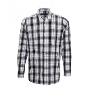 Image of Premier Mens Ginmill Check Long Sleeve Shirt (S) (Black/White)