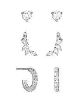 Image of Simply Silver Sterling Silver 925 Cubic Zirconia Climber Earrings - Pack Of 3
