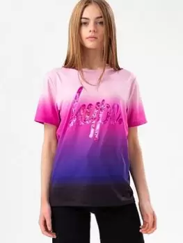 Image of Hype Girls Purple Fade Pink Foil Script T-Shirt, Purple, Size Age: 5-6 Years, Women