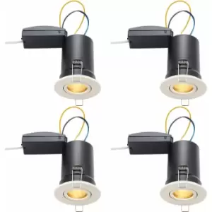Image of 4 pack Fire Rated Recessed Ceiling Downlight - 50W GU10 - Tilting - Matt White