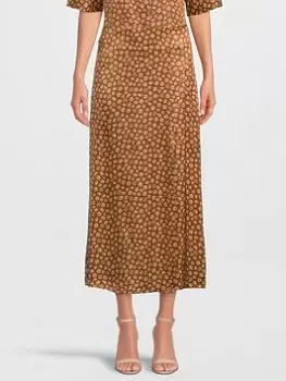 Image of Aligne Gisele Satin Split Midi Skirt - Toffee Daisy