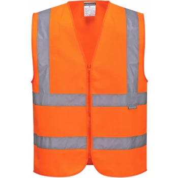 Image of C375 Hi-Visibility Orange Hi-Vis Zipped Vest sz L Zip Reflective - Portwest