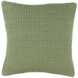 Image of Appletree - Loft Bruges Waffle Weave 100% Cotton Filled Cushion, Khaki, 43 x 43 Cm