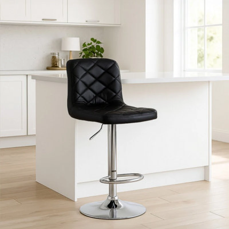 Image of Premier Housewares Interiors by Premier Tara Faux Leather Bar Chair Black