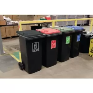 Image of Slingsby Set of 4 120l Wheelie Bins With Colour Coded Lids & Stickers