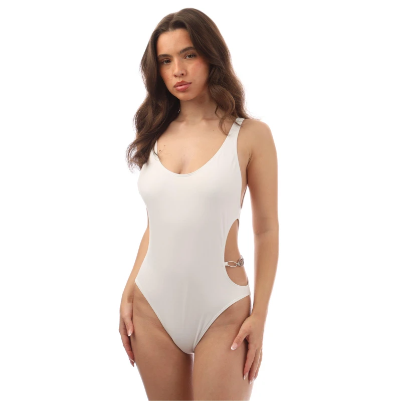 Image of Diesel Womens Plunge Swimsuit Bright White female 12