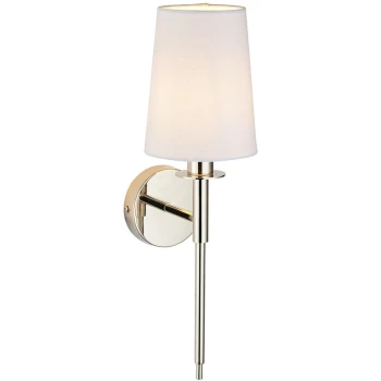 Image of Merano Florence Wall Lamp Bright Nickel Plate & Vintage White Fabric