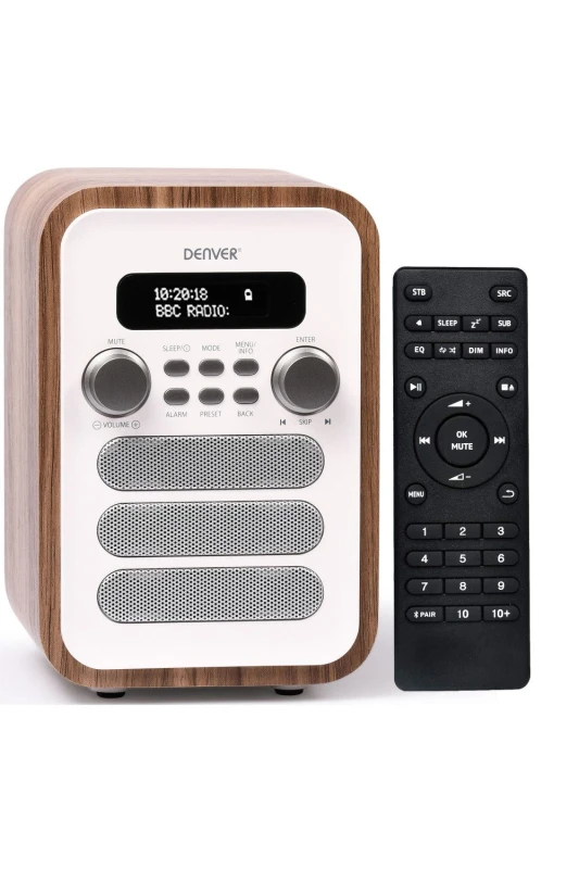 Image of Denver 'DAB-48' Bluetooth DAB /DAB+ Radio With Large Remote Control in White White Unisex