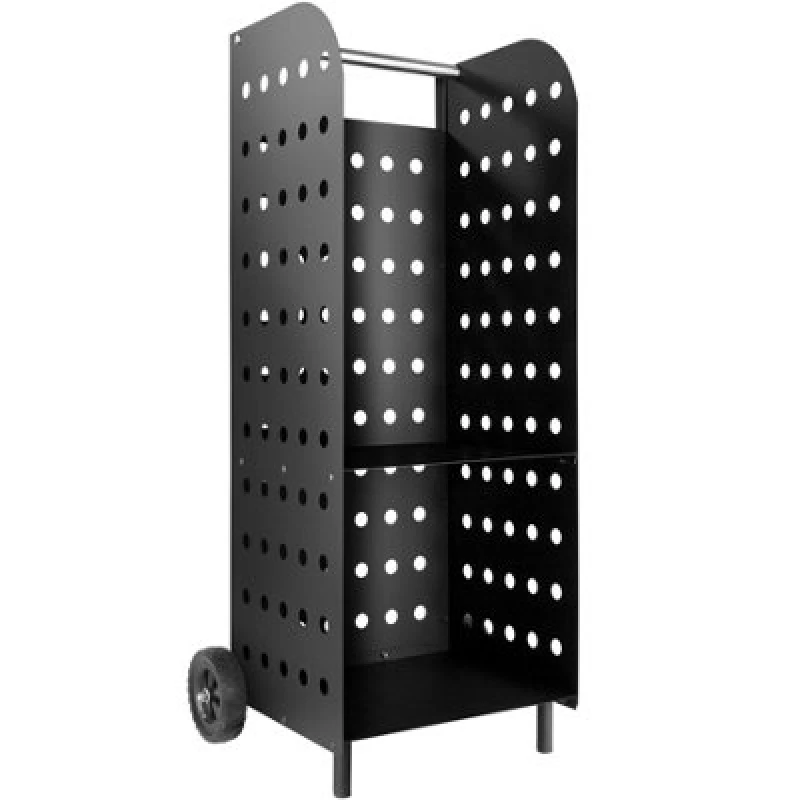 Image of Tectake Log Holder - Steel Wagon With Wheels, Fireplace Indoor Wood Storage - Black