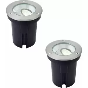 Image of 2 pack Stainless Steel IP67 Ground Light - 13W Cool White LED - Tilting Head