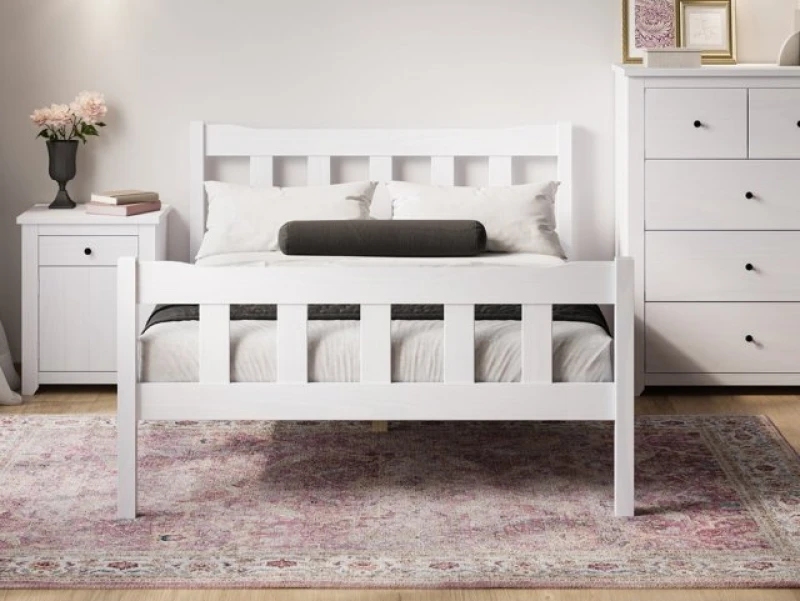 Image of LPD Havana White Wooden Bed Frame - 4ft6 Double