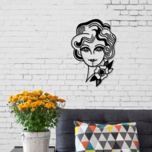 Image of Woman in Flowers Black Decorative Metal Wall Accessory
