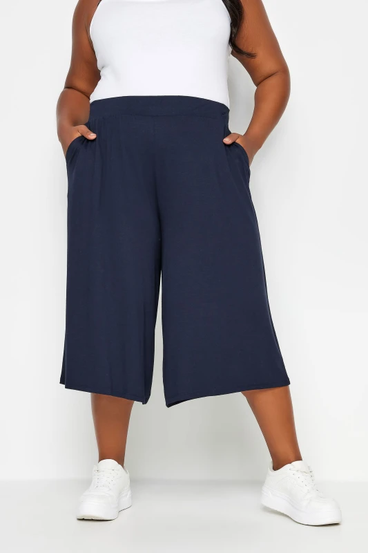 Image of Yours Jersey Culottes Blue female