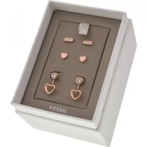 Image of Ladies Fossil Jewellery Rose Gold Earrings Gift Set