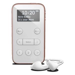 Image of MOVE R3 White Lightweight Rechargeable Personal DABFM Radio in White