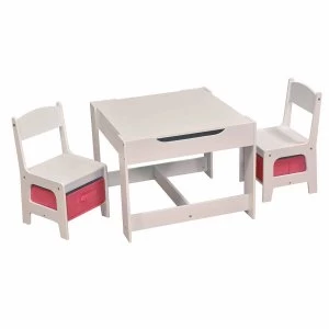 Image of Liberty House Toys Table and Chair Set with Storage Bins, White