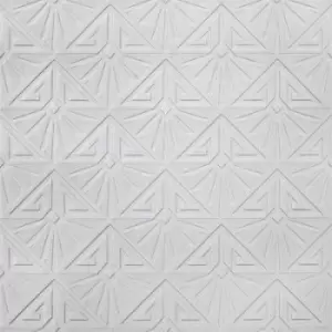 Image of Retford Anaglypta Luxury Vinyl White Art Deco Textured Wallpaper