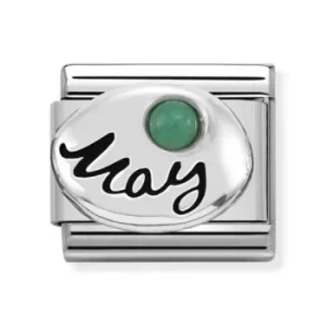 Image of Nomination CLASSIC Silvershine Symbols May Emerald Birthstone...