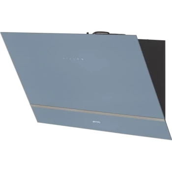 Image of SMEG KV28S 80cm Angled Chimney Cooker Hood - Silver Glass - A Rated
