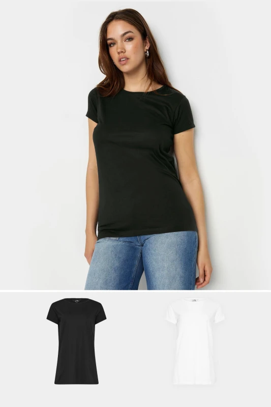 Image of Long Tall Sally Womens Tall 2 Pack T-Shirts in Black Size: 16 Black Female 16