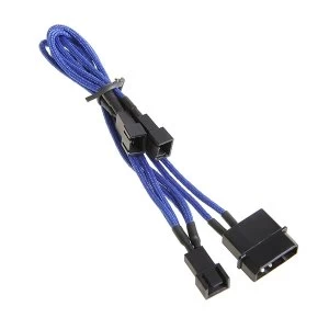Image of BitFenix Alchemy Molex to 3pin x3 Fan adaptor 12V 20cm - Blue