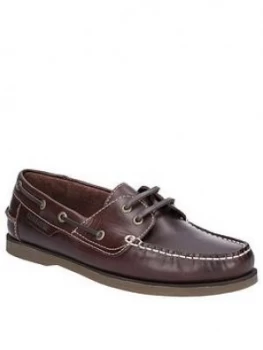 Image of Hush Puppies Henry Boat Shoes - Dark Brown, Size 10, Men