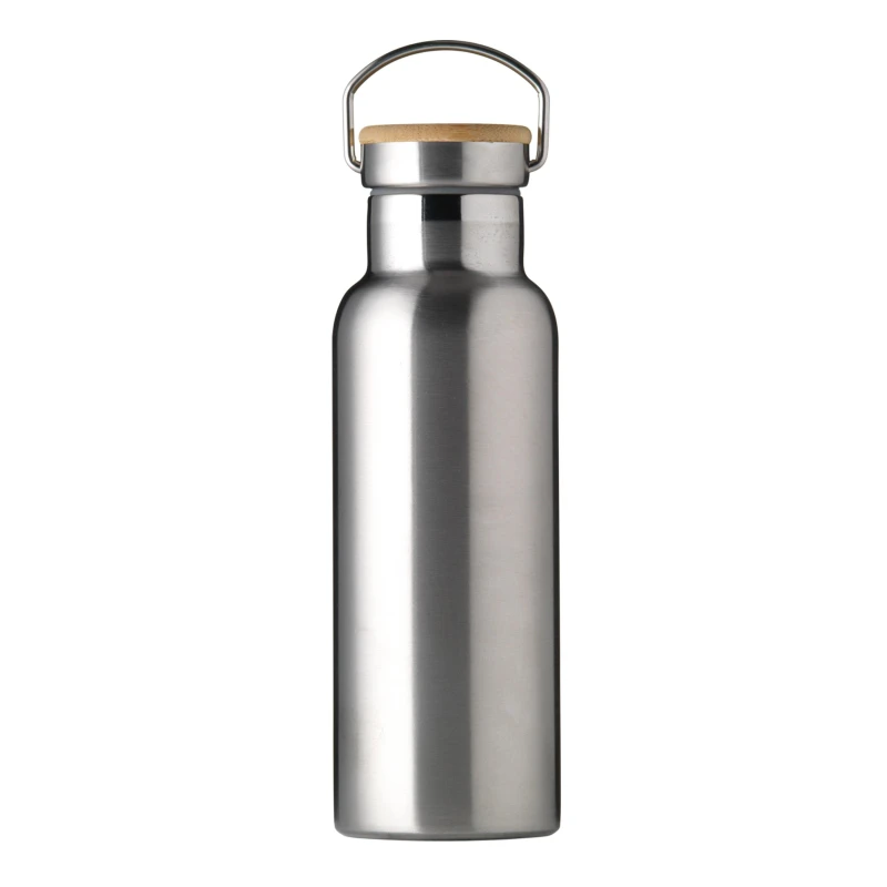 Image of Treat Republic Insulated 17oz Drinks Bottle with Bamboo Lid Silver