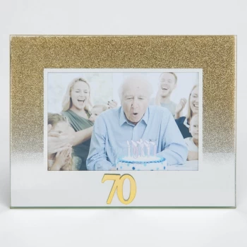 Image of 5" x 3.5" Gold Glitter Glass Birthday Frame - 70