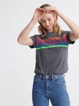 Image of Superdry Rainbow T-Shirt - Dark Grey, Size 6, Women