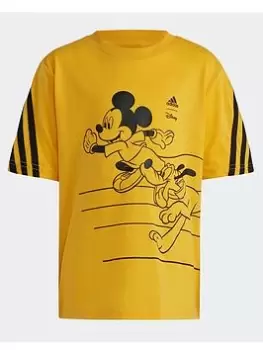 Image of Boys, adidas Disney Mickey Mouse T-Shirt, Gold, Size 4-5 Years