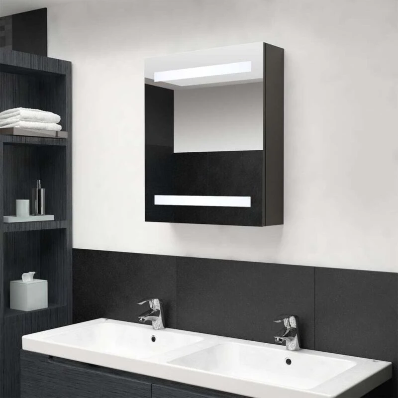 Image of vidaXL LED Bathroom Mirror Cabinet Anthracite 50x14x60cm 326487