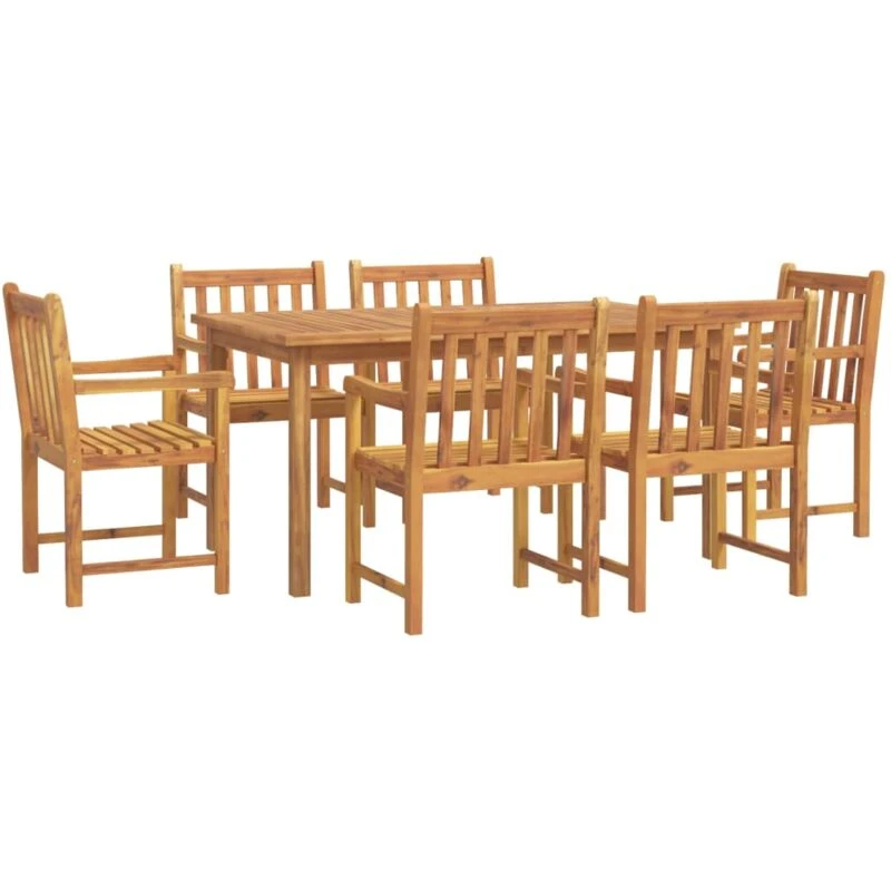 Image of vidaXL 7 Piece Garden Dining Set Solid Wood Acacia, Brown 3206278