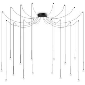 Image of Idealluxlighting - Ideal Lux lucciola 16 Light LED Cluster Pendant Ceiling Light Black, 3000K, Non-Dim