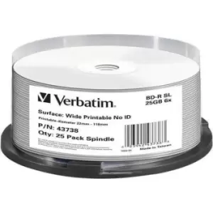 Image of Verbatim 43738 Blank Bluray BD-R 25 GB 25 pc(s) Spindle Printable