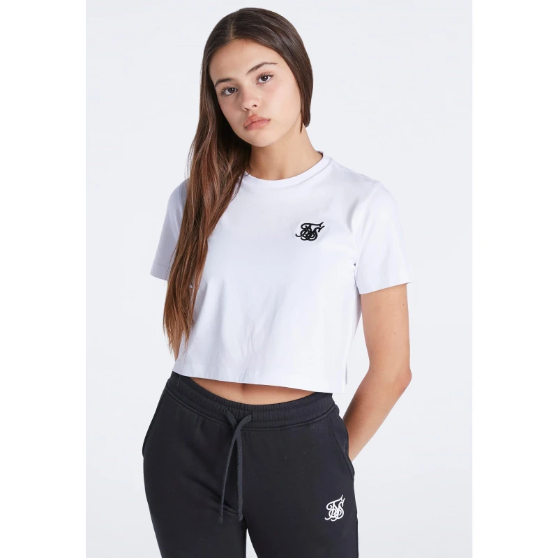 Image of SikSilk Essentials Cropped T-Shirt - White White 9 - 10 Years