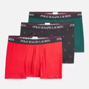 Image of Polo Ralph Lauren Mens 3 Pack Trunk Boxer Shorts - Red/Black/Green - S