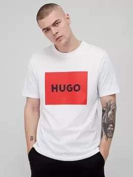 Image of Hugo Dulive Red Logo White T-Shirt